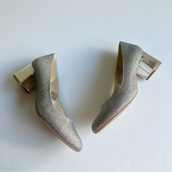 Bandolino Gold Block Heel Pumps Size 7.5 Glitter Chunky Low Heels Holiday Formal - Picture 14 of 14